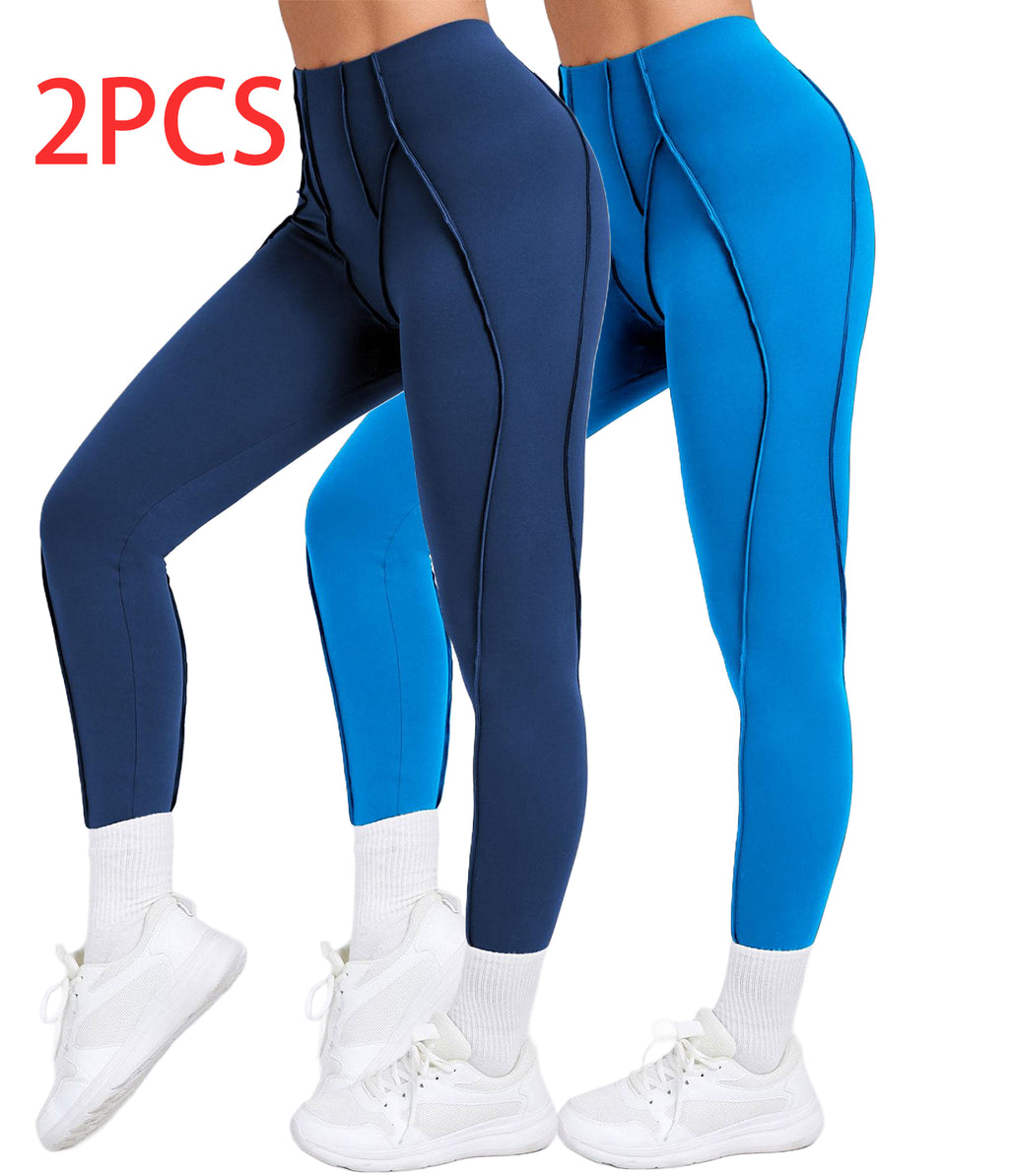 2 Pack Women's Quick Dry High Waist Tummy Control Yoga Pants Workout Leggings With Side Pockets