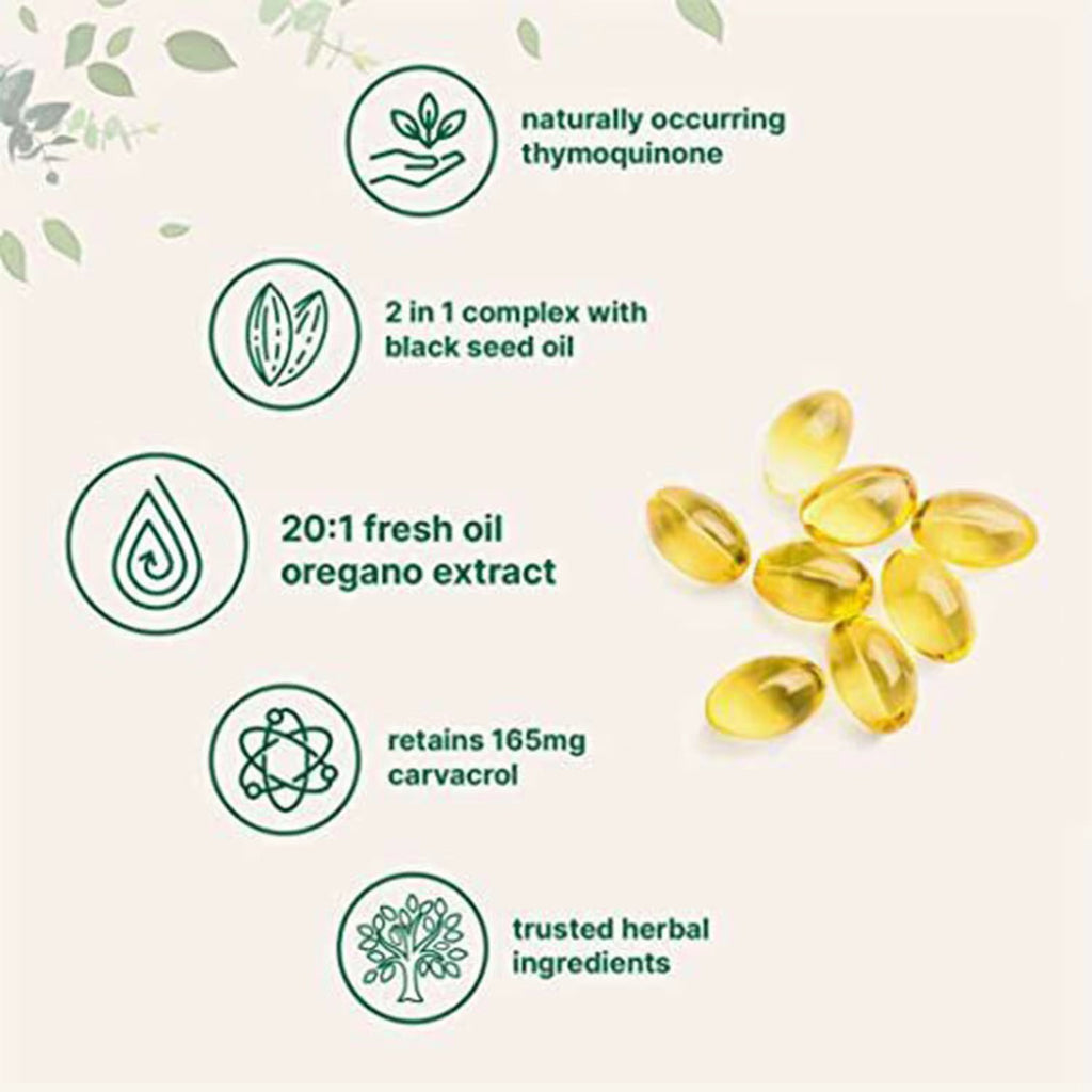 Oil Of Oregano With Black Seed Oil 6000mg Organic Oregano Oil Capsules -Non-GMO, Gluten Free 300 Softgels